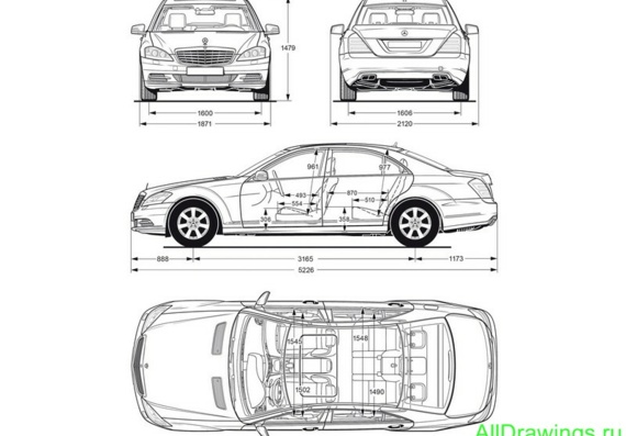 Mercedes-Benz-S-Class (2010) (Mercedes-Benz-C-Class (2010)) - drawings (figures) of the car